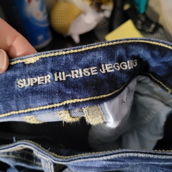 AMERICAN EAGLE | Super Hi-Rise Jegging skinny stretch distressed long jeans - Picture 8 of 10